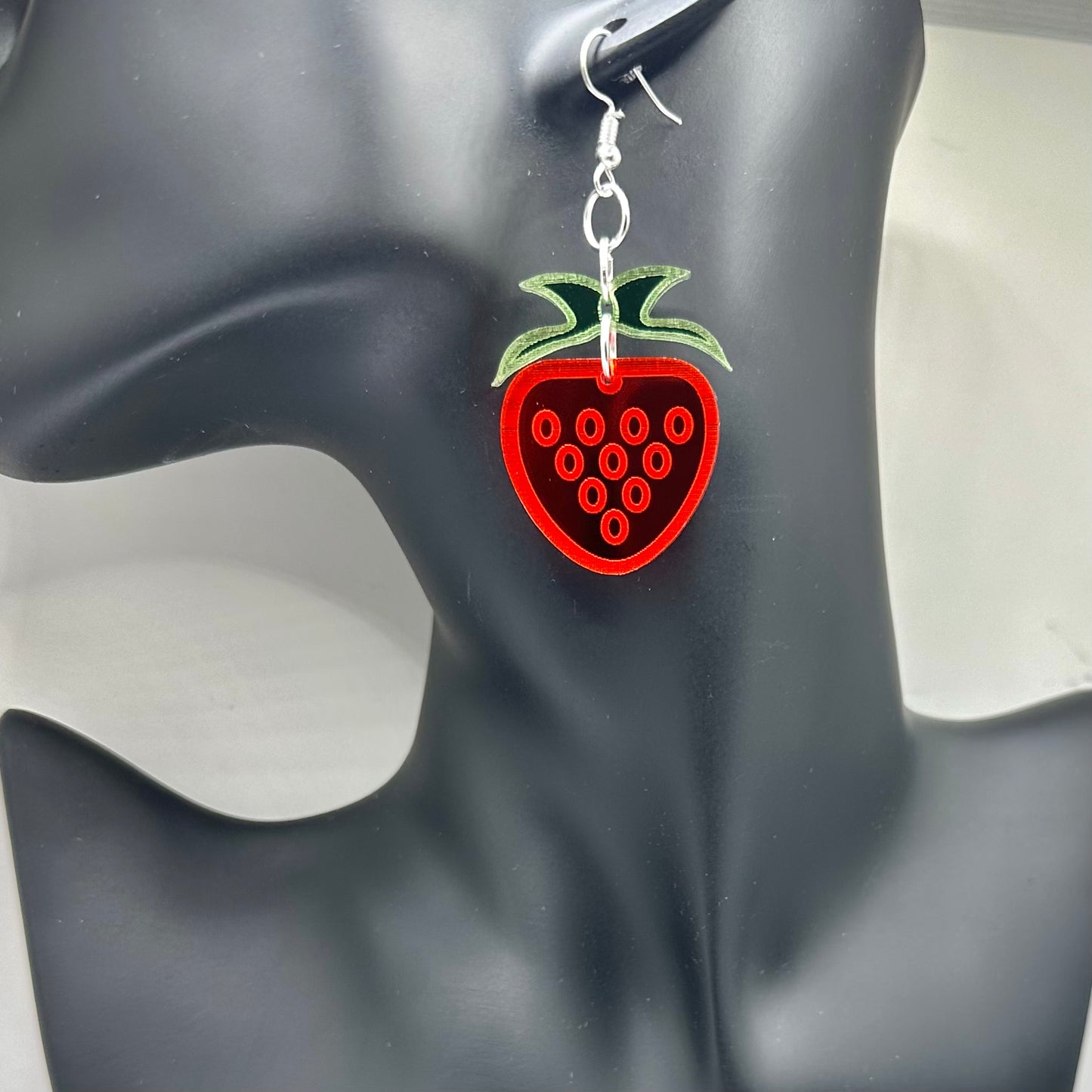 Red Strawberry Acrylic Smokehouse Earrings