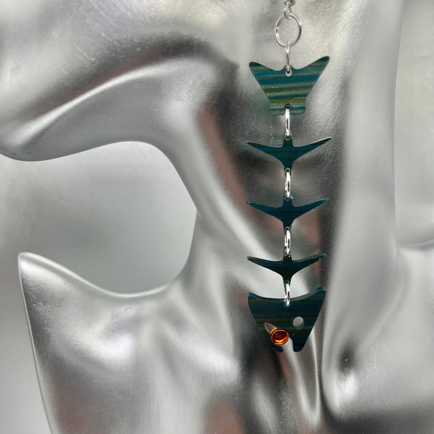 Blue Water Acrylic Salmon Bones 3.0 Smokehouse Earrings