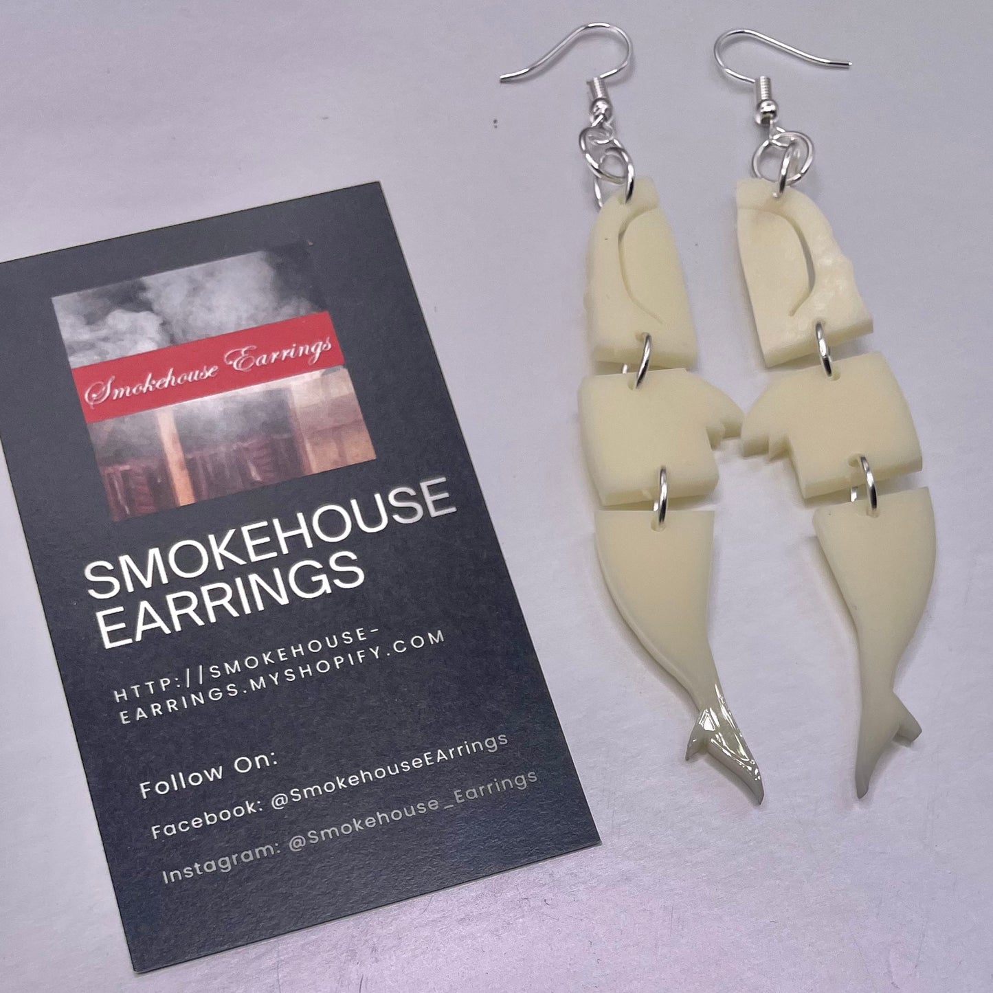 Ivory Acrylic Whale Smokehouse Earrings