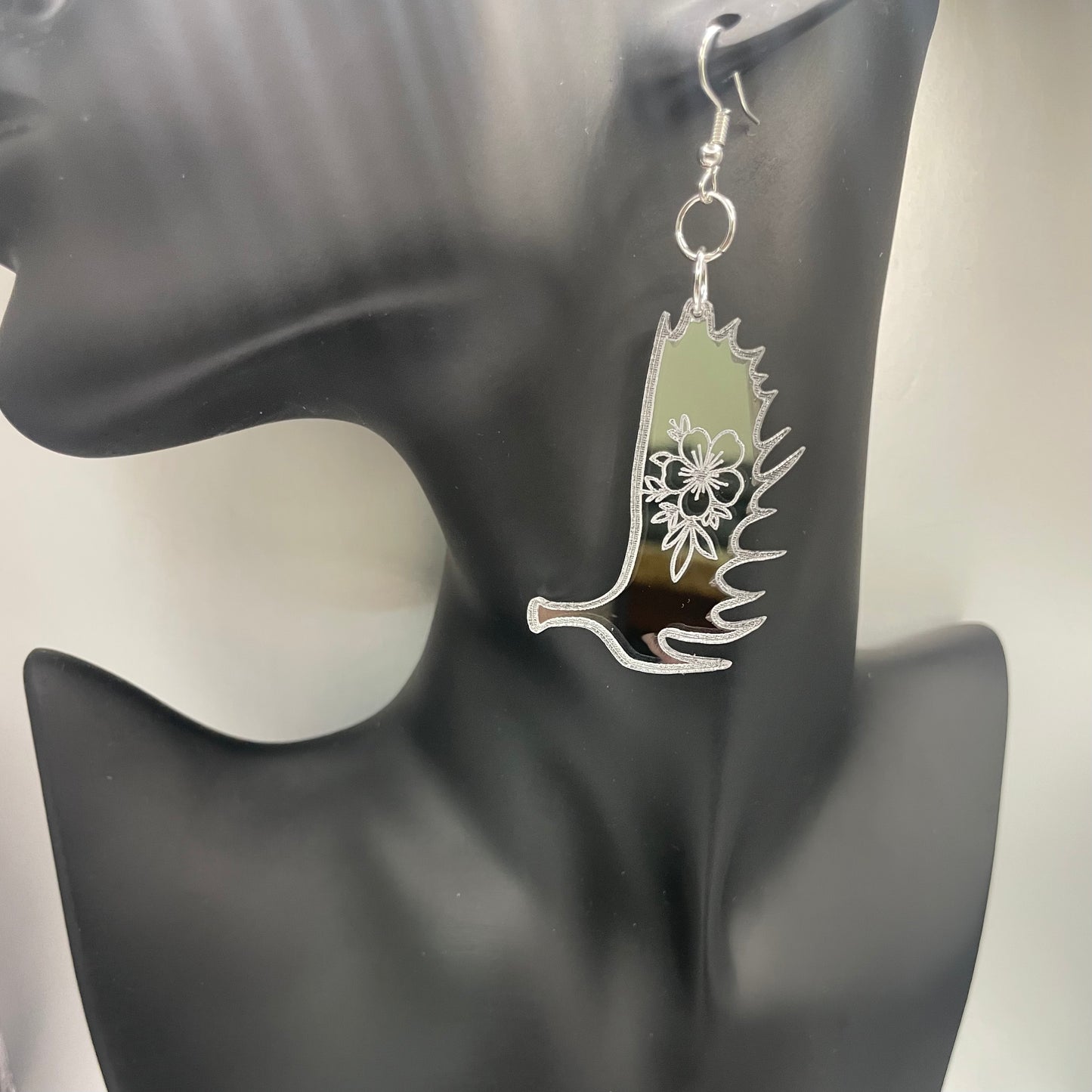 Silver Mirror Acrylic Moose Antler Smokehouse Earrings