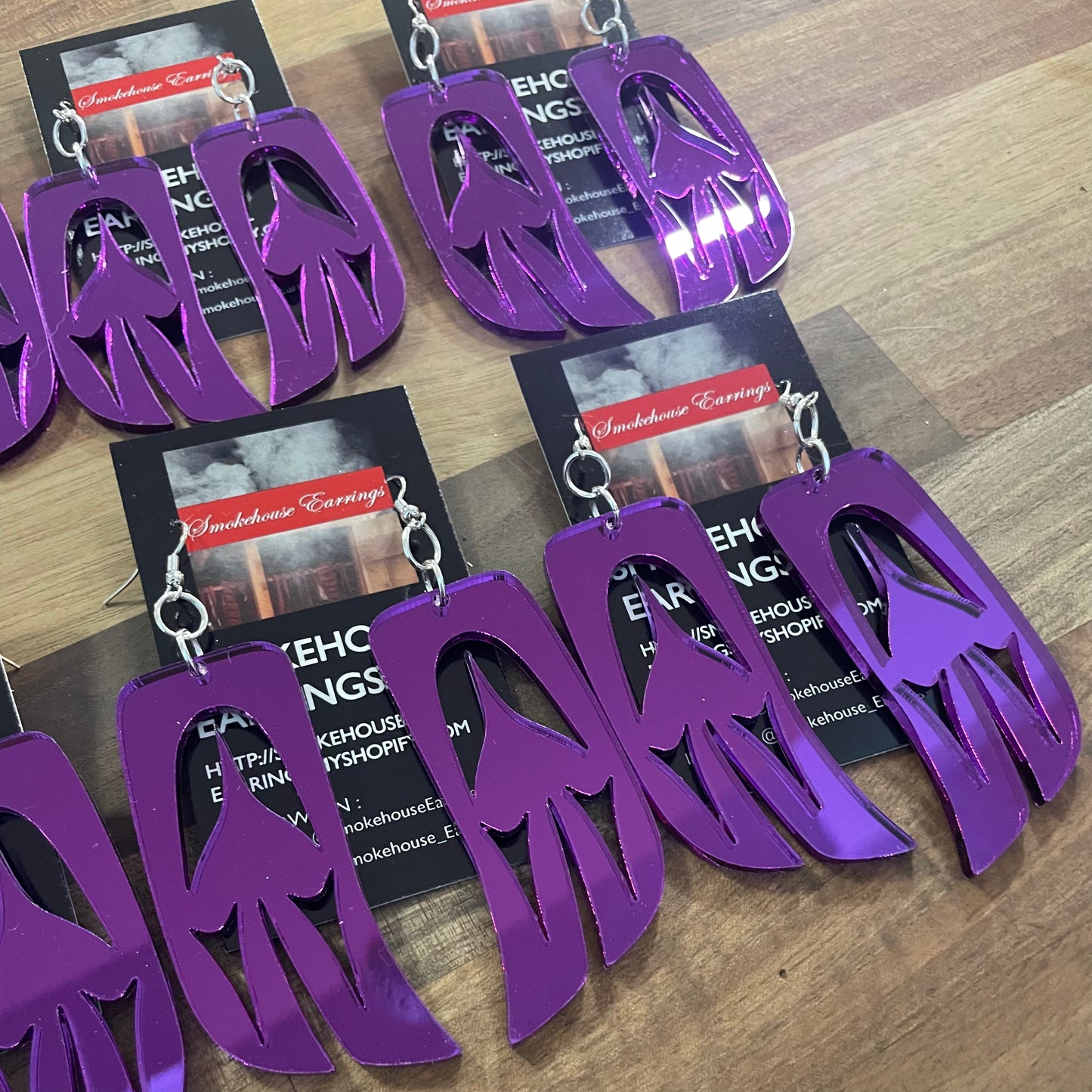 Purple Acrylic Raven Wing Smokehouse Earrings