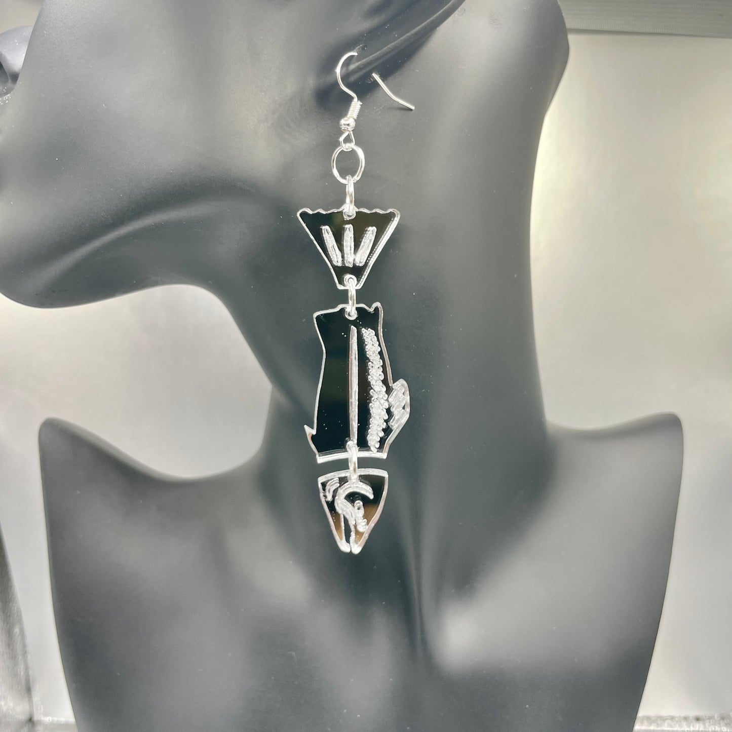 Silver Mirror Acrylic Coho Smokehouse Earrings