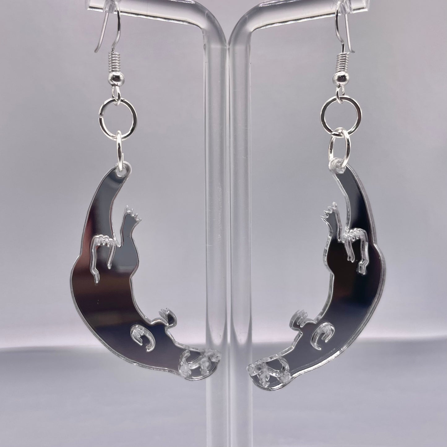 Small Silver Mirror Acrylic Sea Otter Smokehouse Earrings