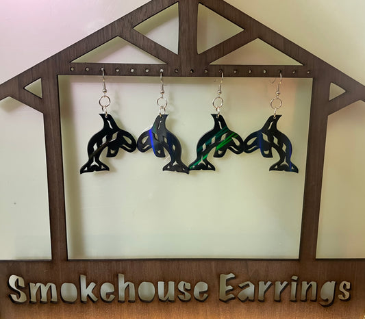 Navy Aurora Acrylic Orca Smokehouse Earrings
