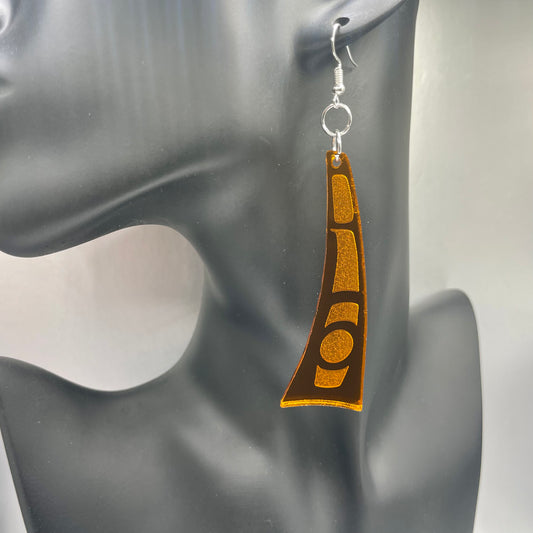 Orange Acrylic Salmon Strip Smokehouse Earrings