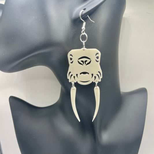 Ivory Acrylic Walrus Smokehouse Earrings
