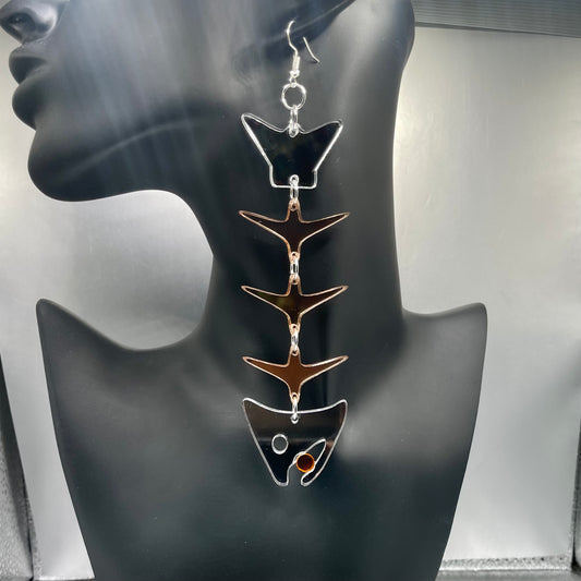 X-Large Acrylic Salmon Bones 3.0 Smokehouse Earrings