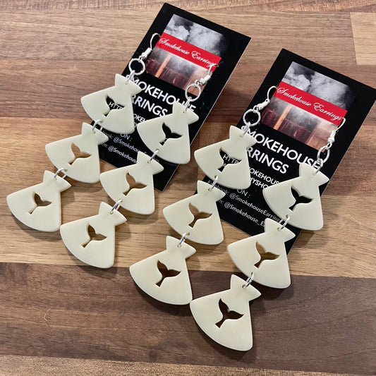 Ivory Acrylic 3 Tier Ulu Smokehouse Earrings