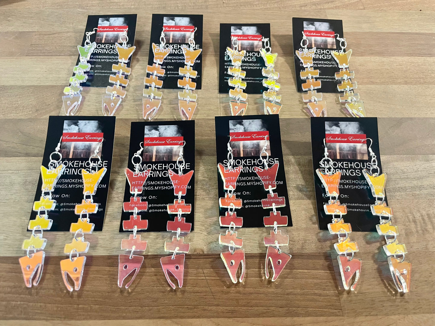 Iridescent Acrylic Salmon Bone Smokehouse Earrings