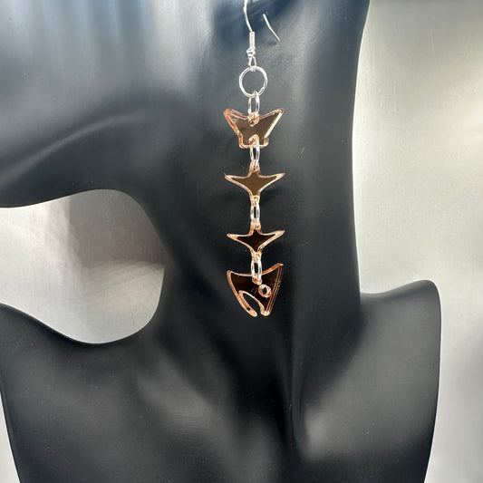 Rose Gold Acrylic Salmon Bones 3.0 Smokehouse Earrings