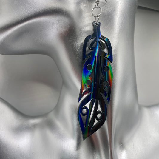 Northern Lights Acrylic Feather Smokehouse Earrings