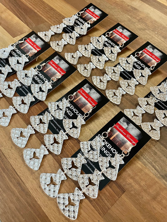 3D Silver Acrylic 3 Tier Ulu Smokehouse Earrings