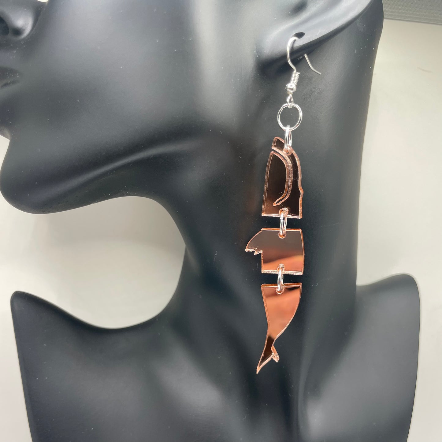 Rose Gold Mirror Acrylic Whale Smokehouse Earrings