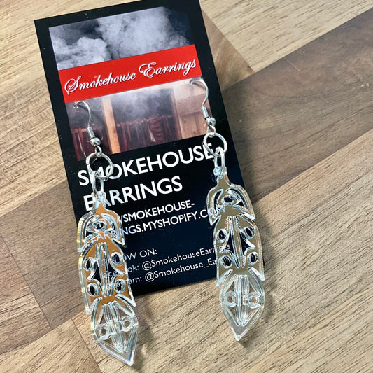 Small Iridescent Acrylic Feather Smokehouse Earrings