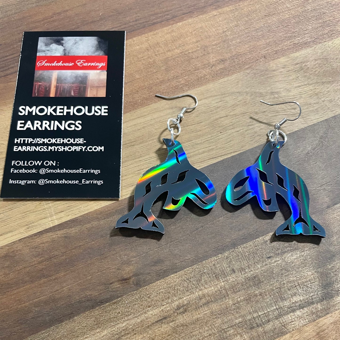 Navy Aurora Acrylic Orca Smokehouse Earrings