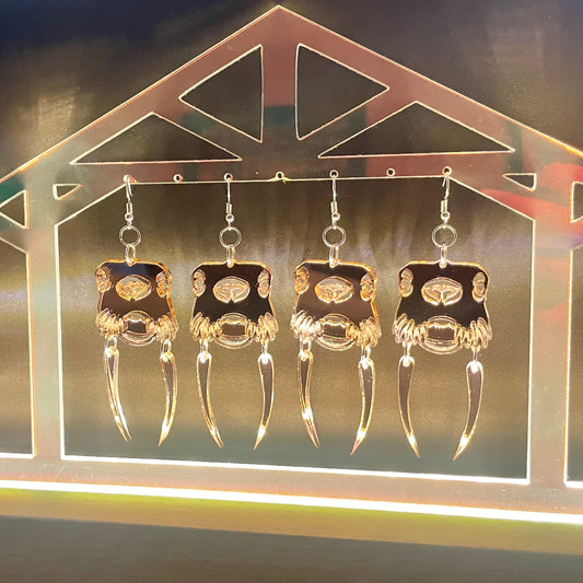 Rose Gold Acrylic Walrus Smokehouse Earrings