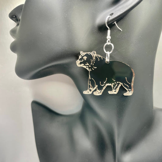 Bronze Acrylic Grizzly Bear Smokehouse Earrings