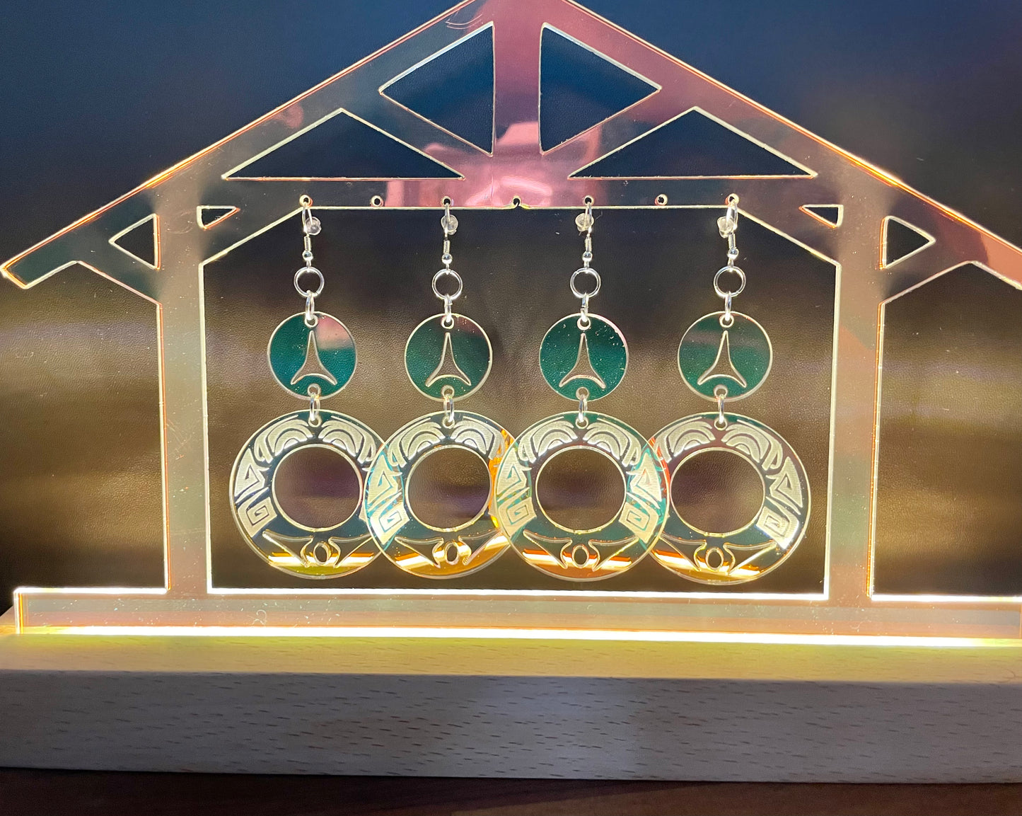 Two Tier Iridescent Acrylic Tribal Hoop Smokehouse Earrings