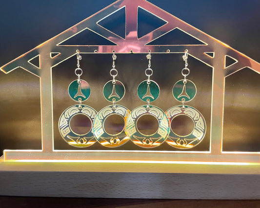 Two Tier Iridescent Acrylic Tribal Hoop Smokehouse Earrings