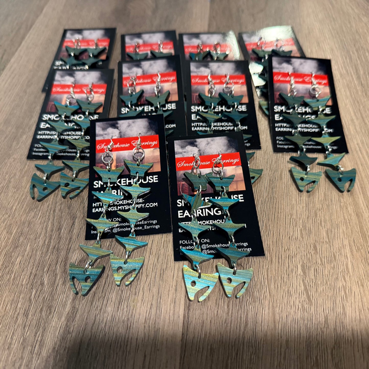 Blue Water Acrylic Salmon Bones 3.0 Smokehouse Earrings