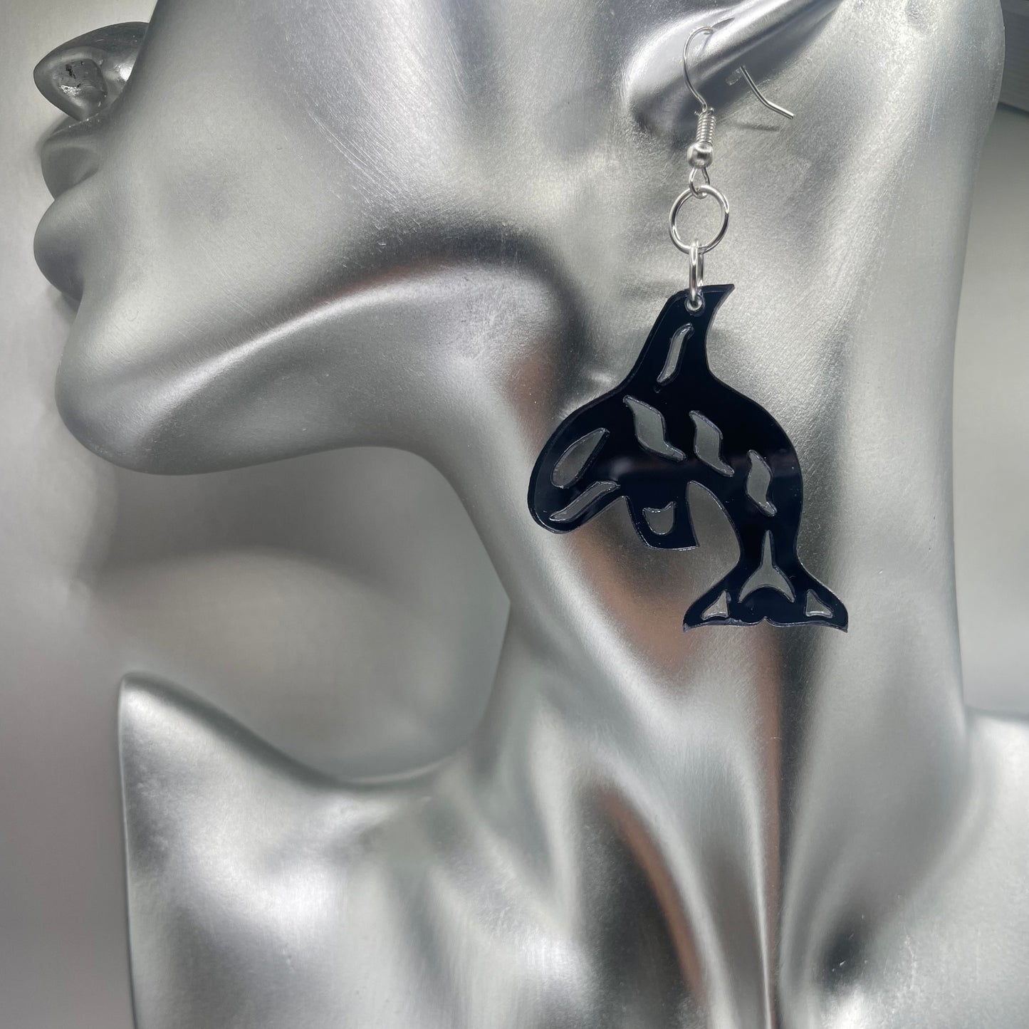 Navy Acrylic Orca Smokehouse Earrings
