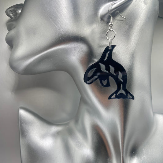 Navy Acrylic Orca Smokehouse Earrings