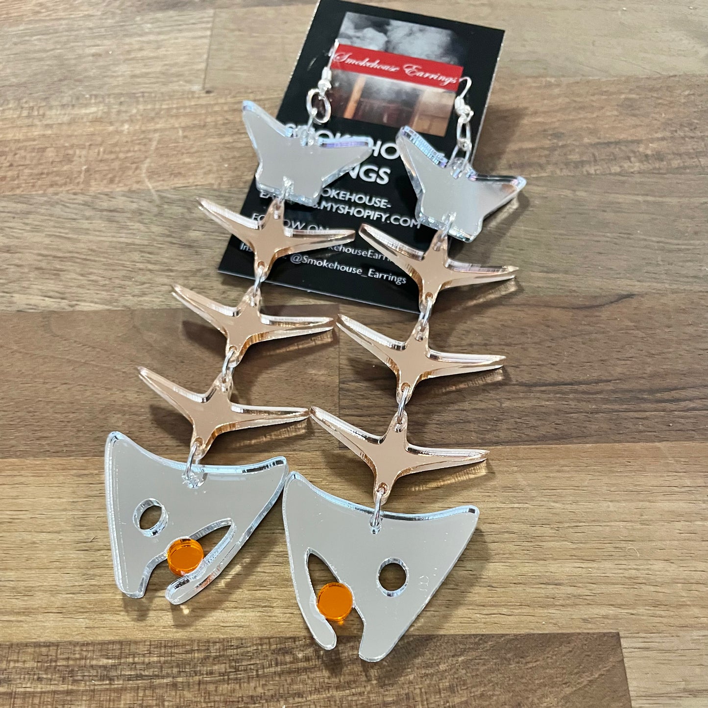 X-Large Acrylic Salmon Bones 3.0 Smokehouse Earrings
