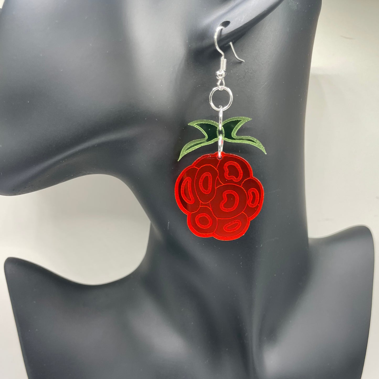 Red Acrylic Salmon Berry Smokehouse Earrings