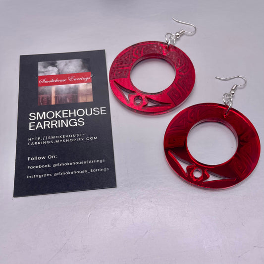 Red Acrylic Tribal Hoop Smokehouse Earrings
