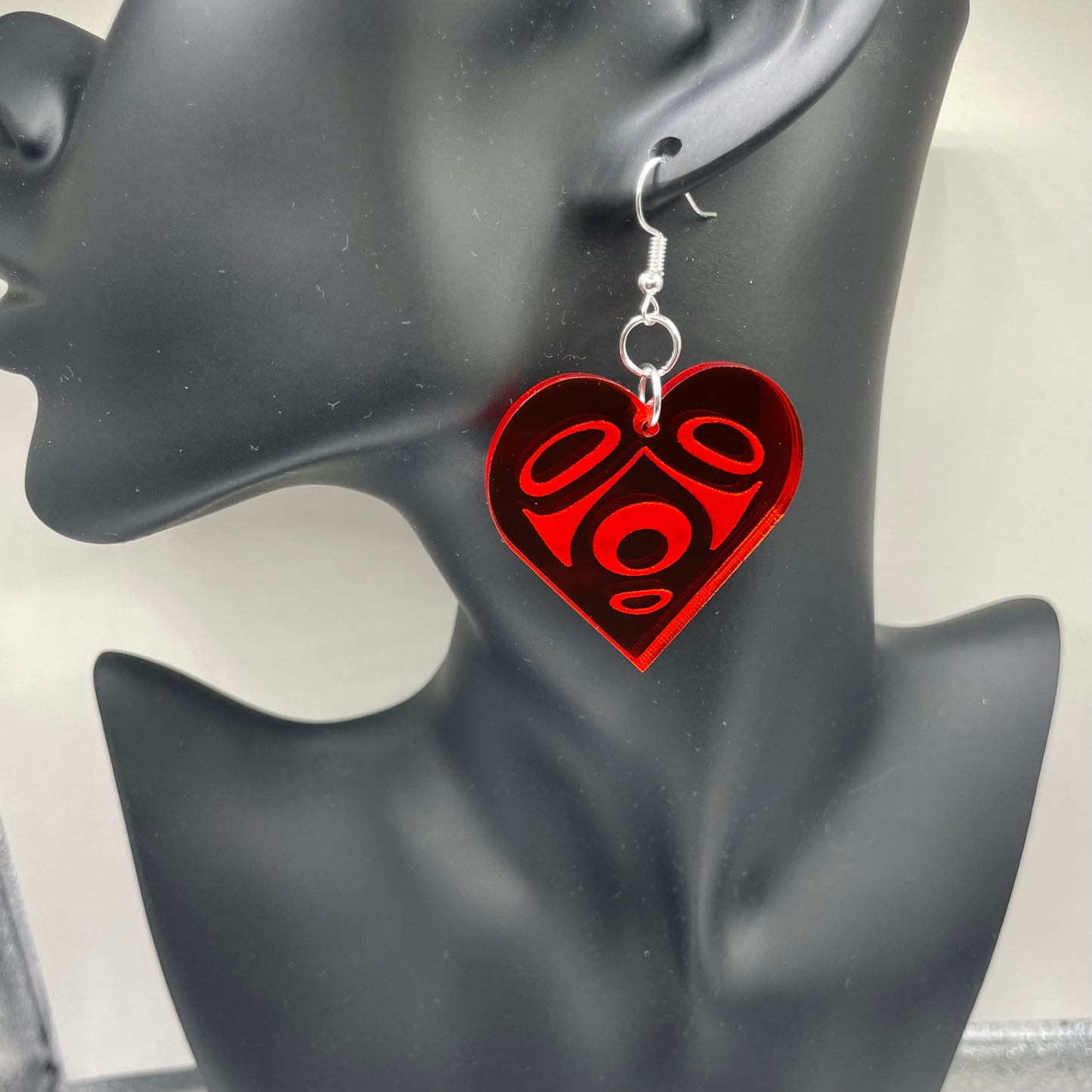 Red Acrylic Heart Smokehouse Earrings Smokehouse Earrings