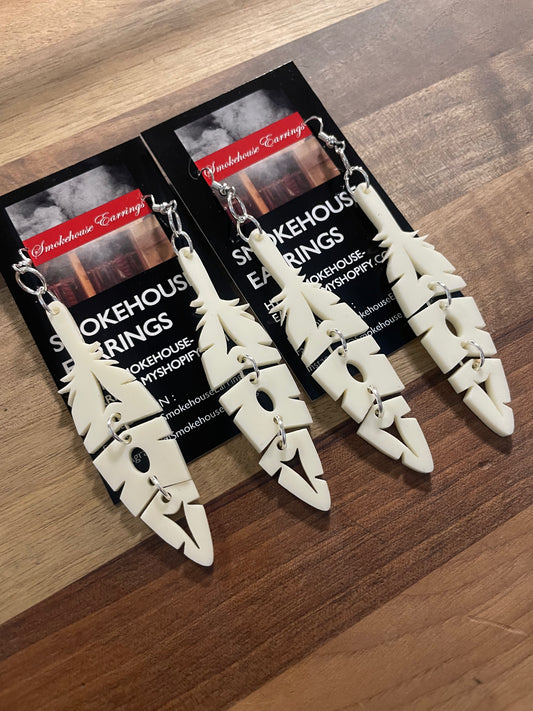 Cream Acrylic Eagle Feather Smokehouse Earrings