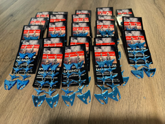 Light Blue Acrylic Salmon Bones 3.0 Smokehouse Earrings
