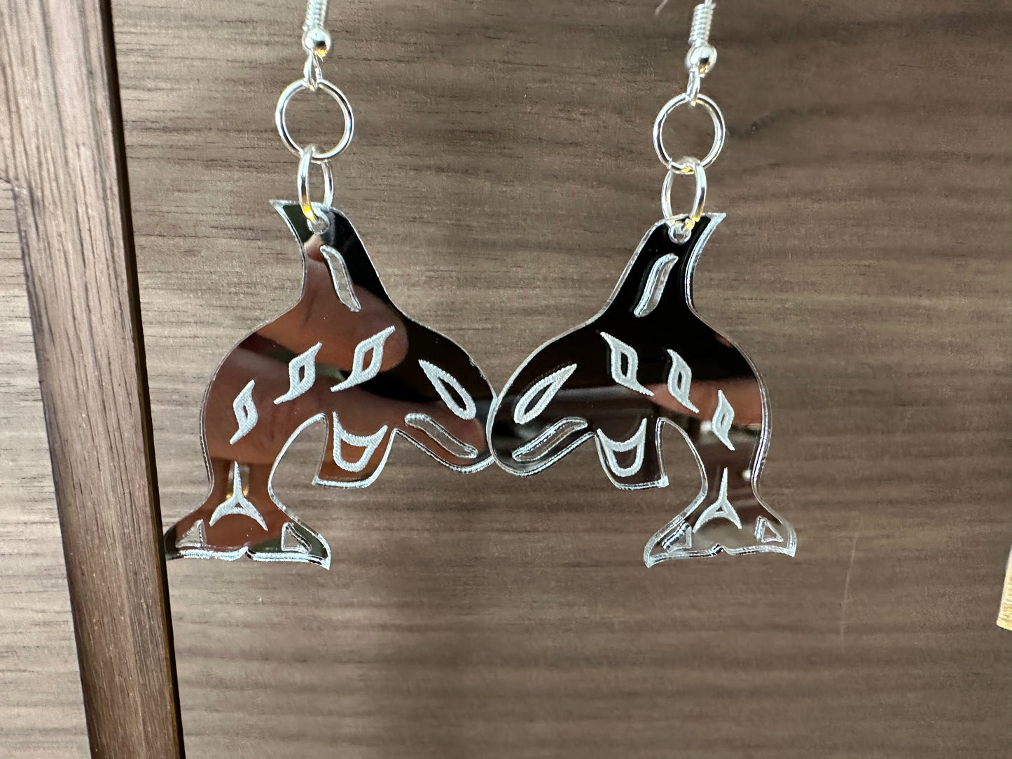 Silver Mirror Acrylic Small Orca 2.0 Smokehouse Earrings