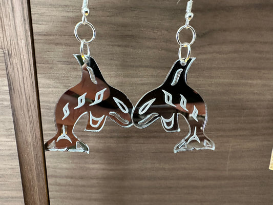 Silver Mirror Acrylic Small Orca 2.0 Smokehouse Earrings