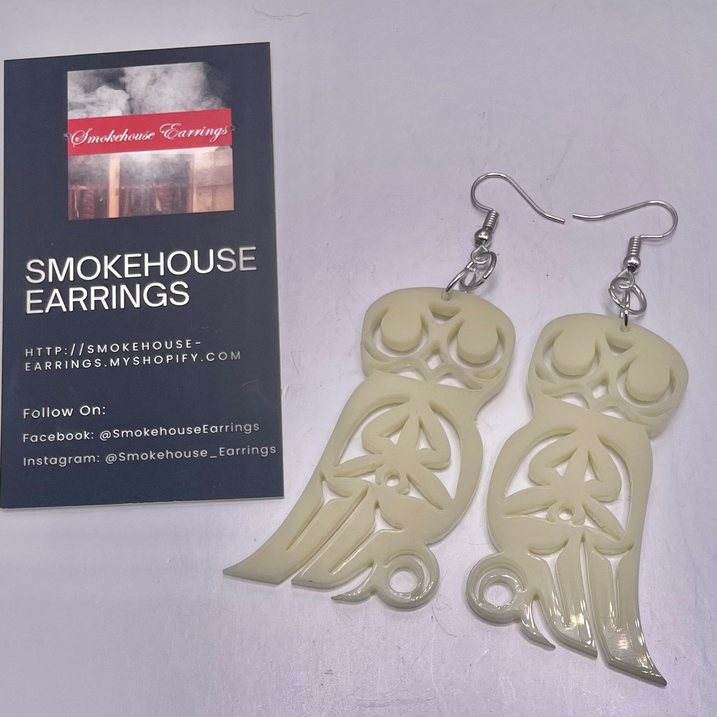 Snowy Owl Acrylic Smokehouse Earrings