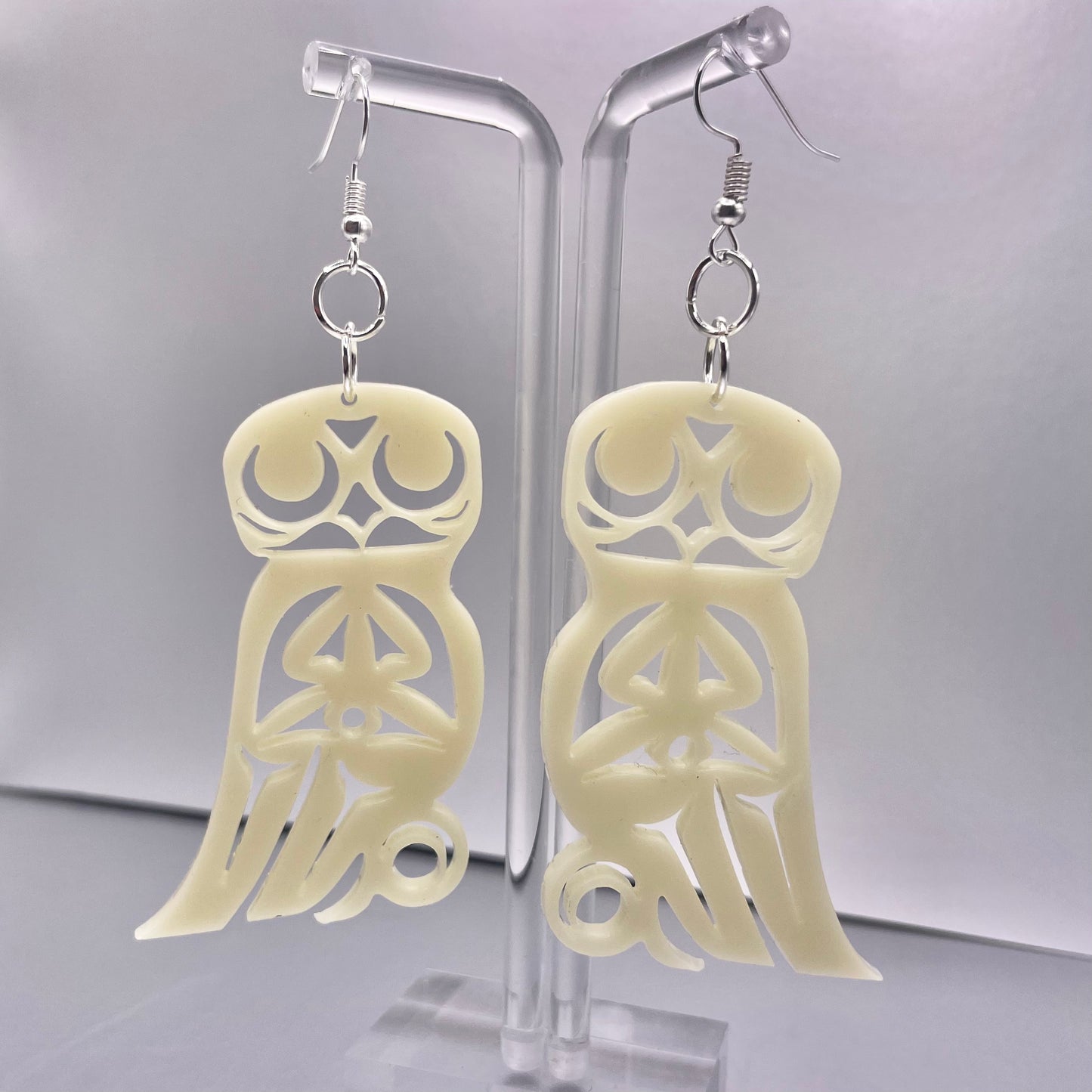 Snowy Owl Acrylic Smokehouse Earrings