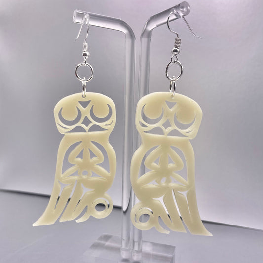 Snowy Owl Acrylic Smokehouse Earrings