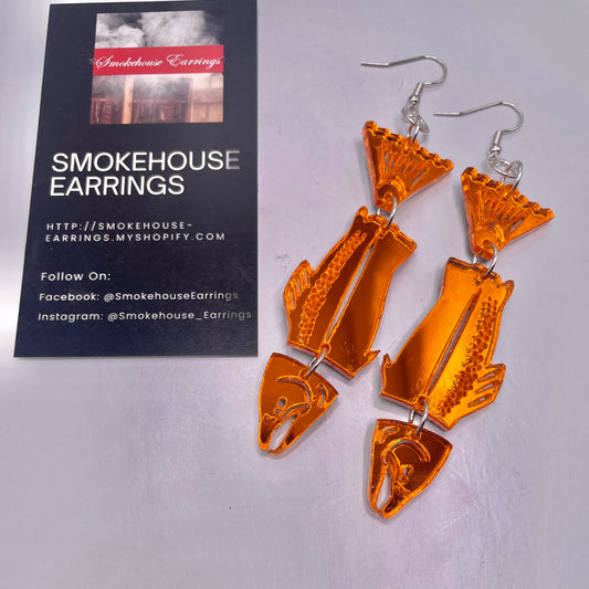 Orange Acrylic Coho Smokehouse Earrings