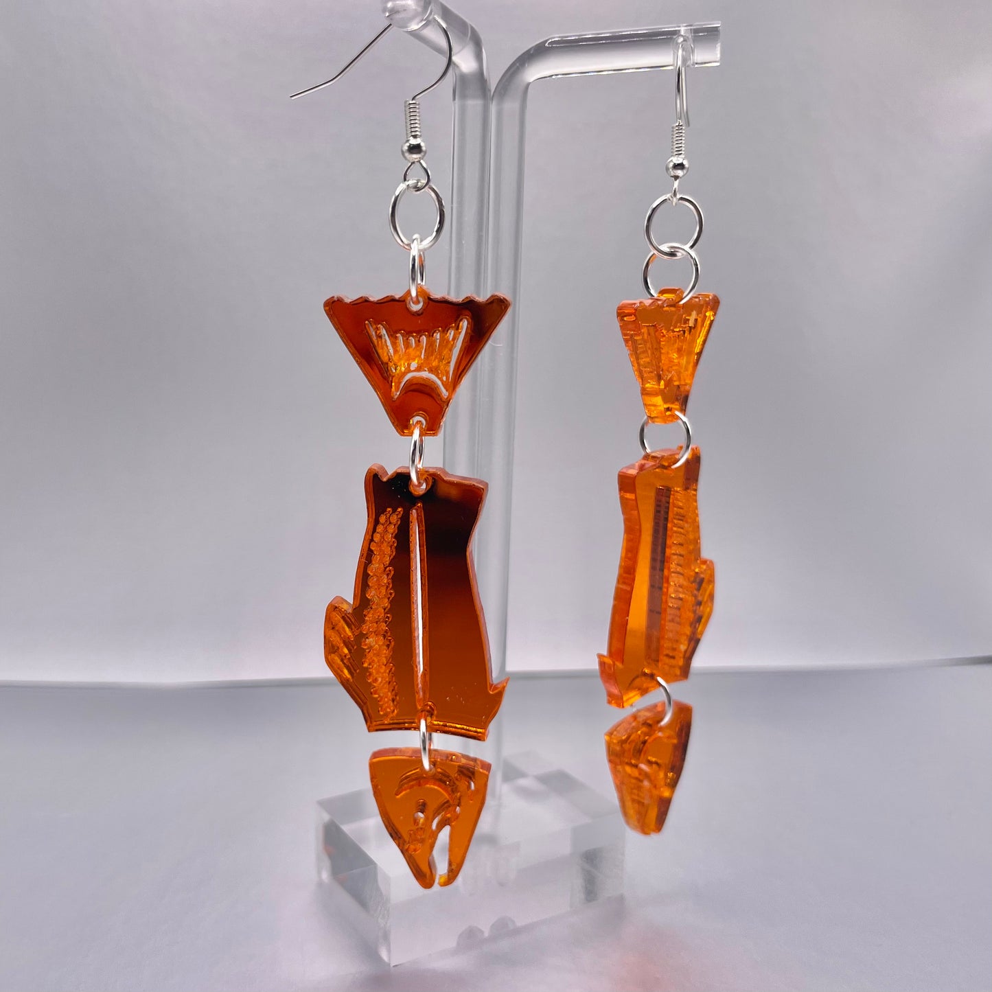 Orange Acrylic Coho Smokehouse Earrings