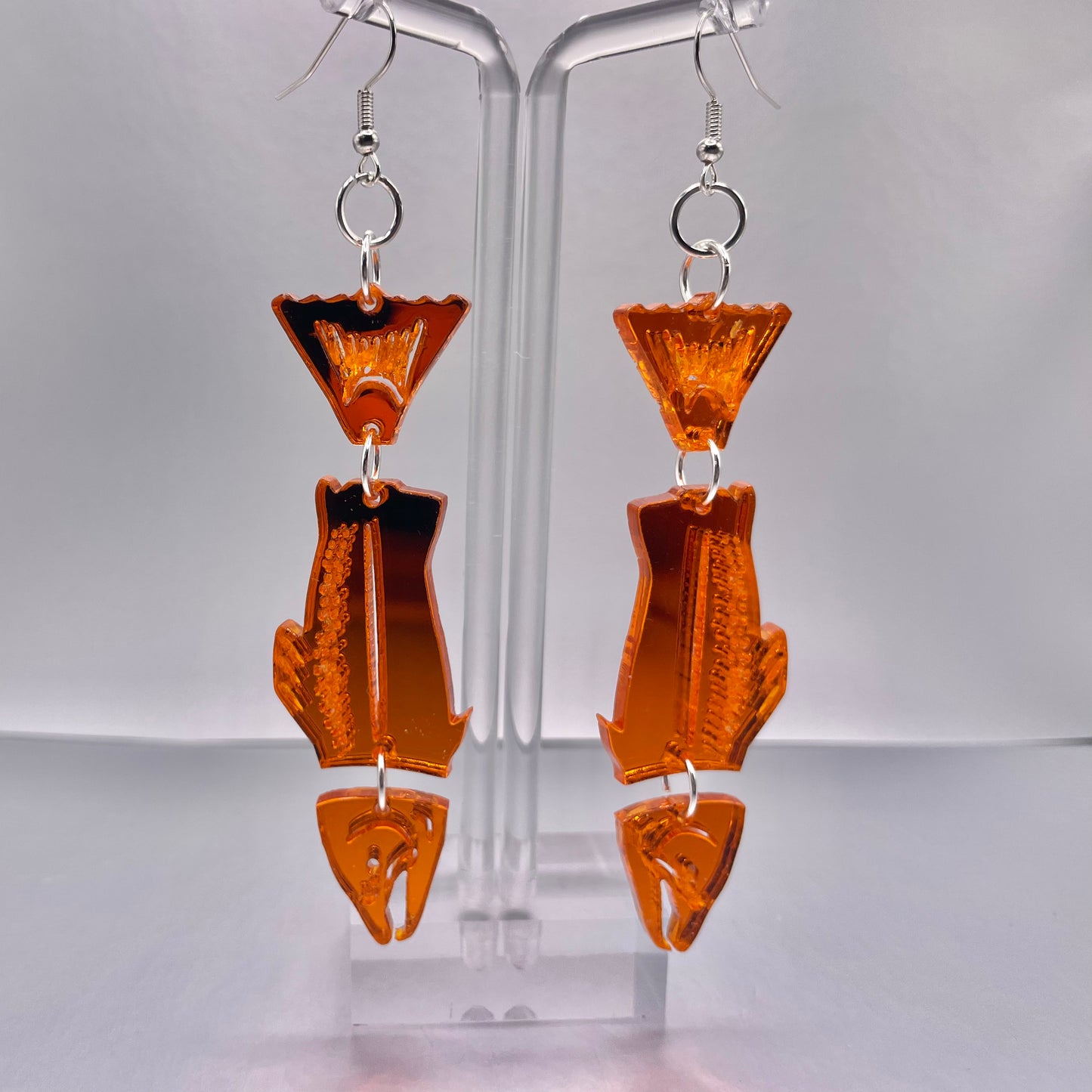 Orange Acrylic Coho Smokehouse Earrings
